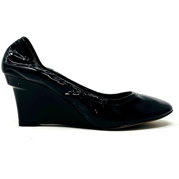 Vera Wang Lavender Label Patent Leather Ballet Wedge Pump Black - 9 - Picture 1 of 8